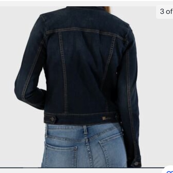 KUT from the Kloth Women's Amelia Denim Jacket Dark Wash Size L - Picture 3 of 7